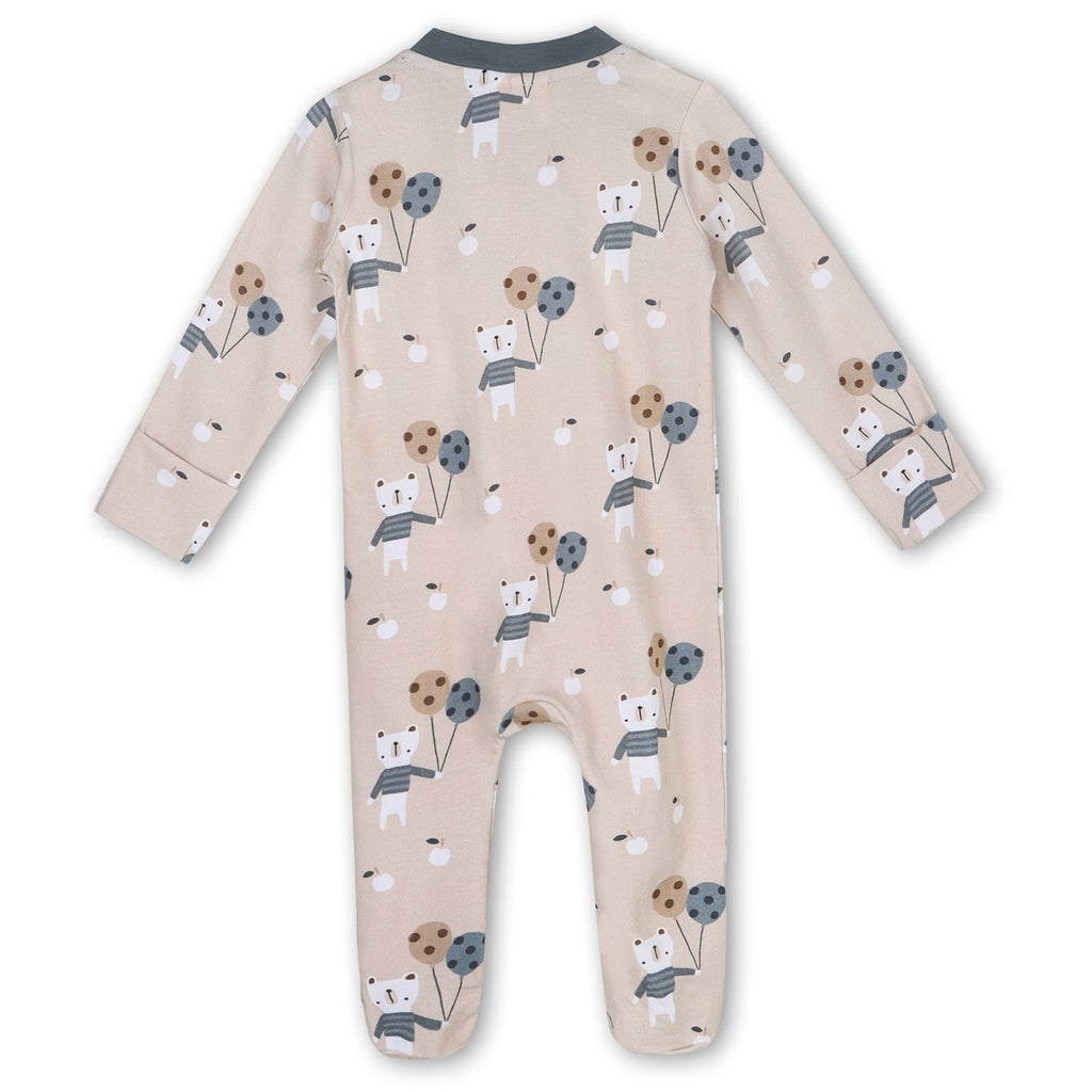 Balloon Bear Organic Cotton Zipper Footie Jumpsuit