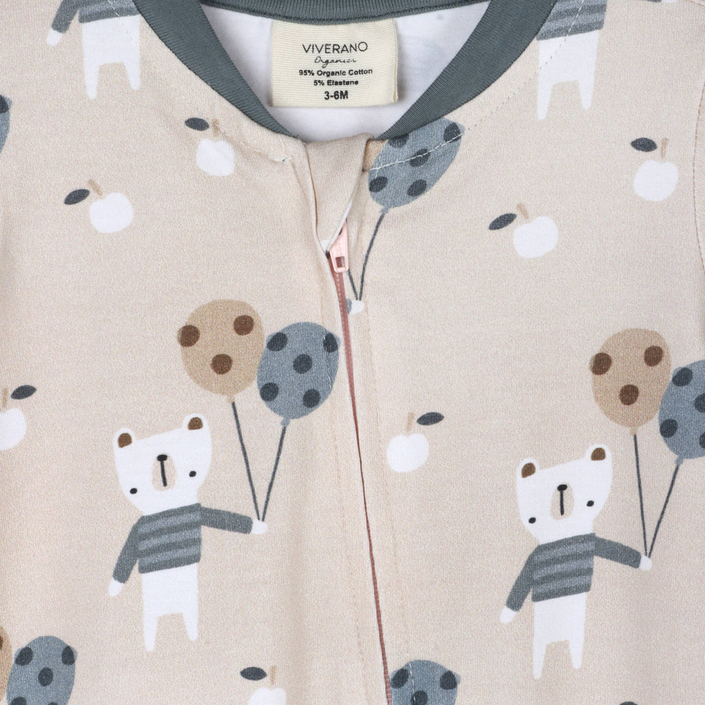 Balloon Bear Organic Cotton Zipper Footie Jumpsuit