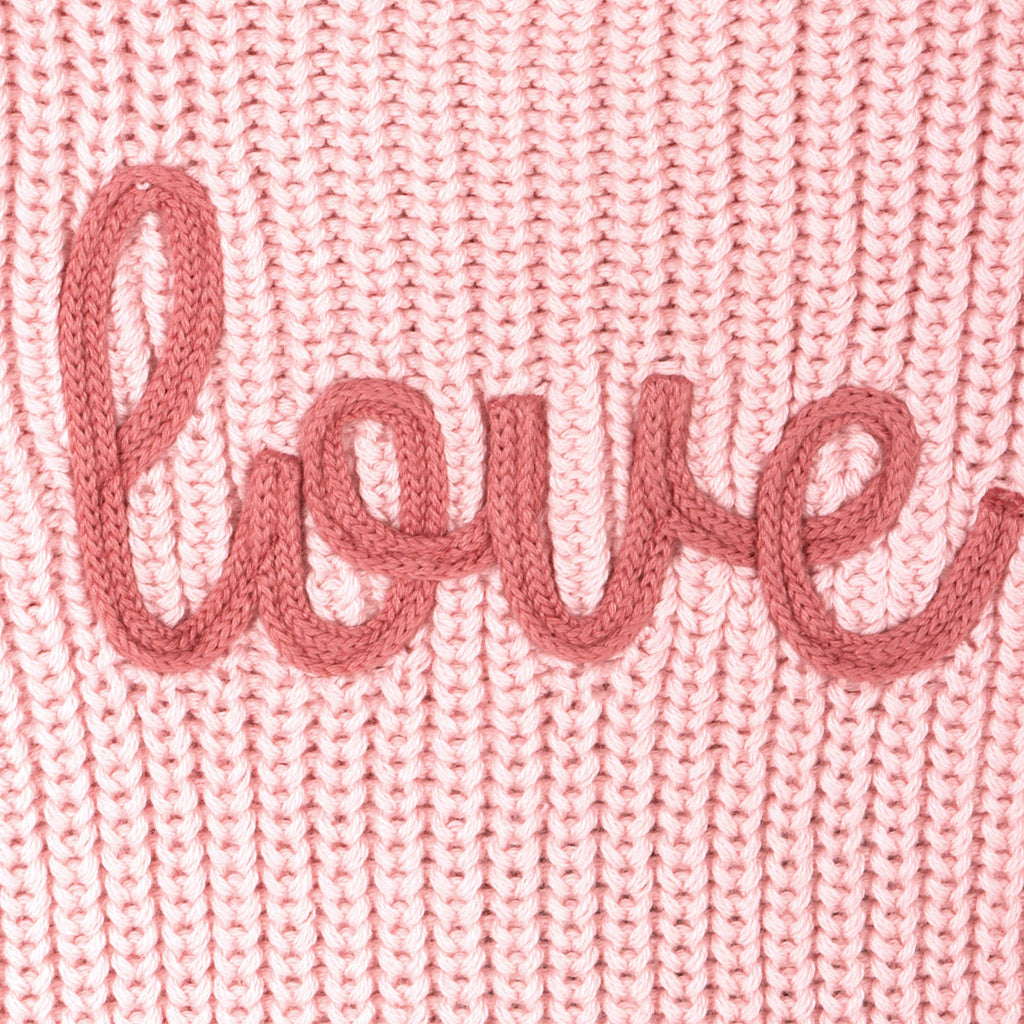 Love Embroidered Organic Cotton Chunky Knit Sweater