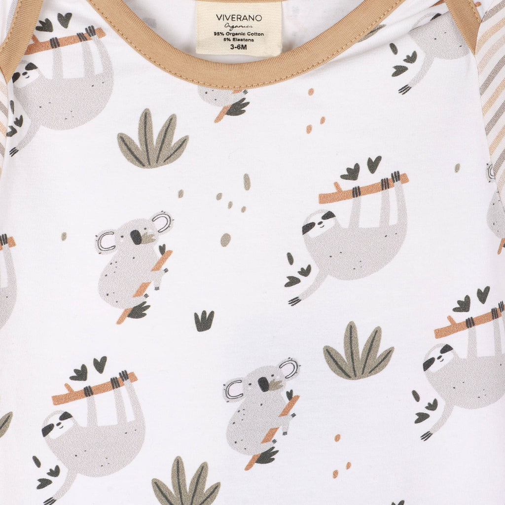 Sloth Koala Raglan Organic Cotton Jumpsuit