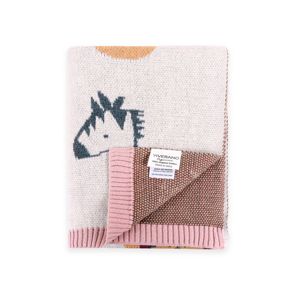 Alphabet Blush Organic Cotton Jacquard Sweater Knit Blanket