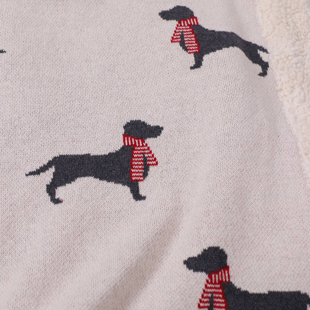 Cozy Sherpa Knit Baby Blanket - dachshund dog (organic): London Dog Red