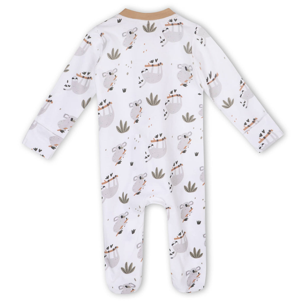 Sloth Koala Organic Cotton Zipper Footie Jumpsuit