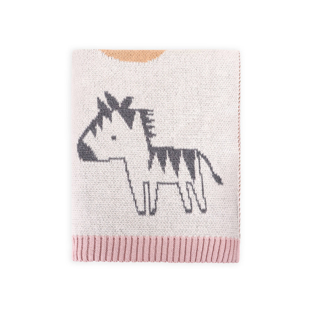 Alphabet Blush Organic Cotton Jacquard Sweater Knit Blanket