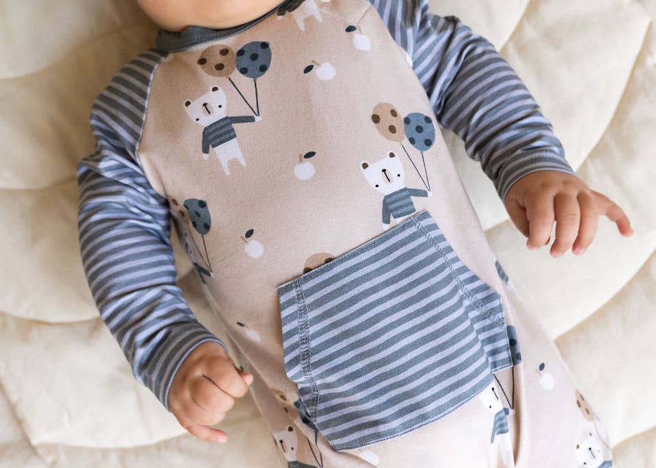 Balloon Bear Organic Cotton Kangaroo Pocket Jumpsuit