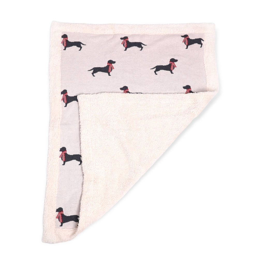 Cozy Sherpa Knit Baby Blanket - dachshund dog (organic): London Dog Red