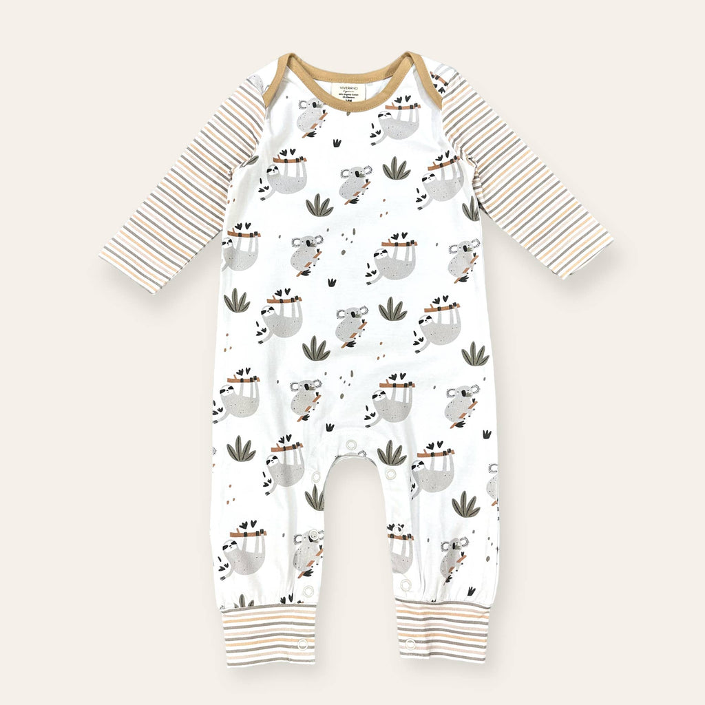 Sloth Koala Raglan Organic Cotton Jumpsuit